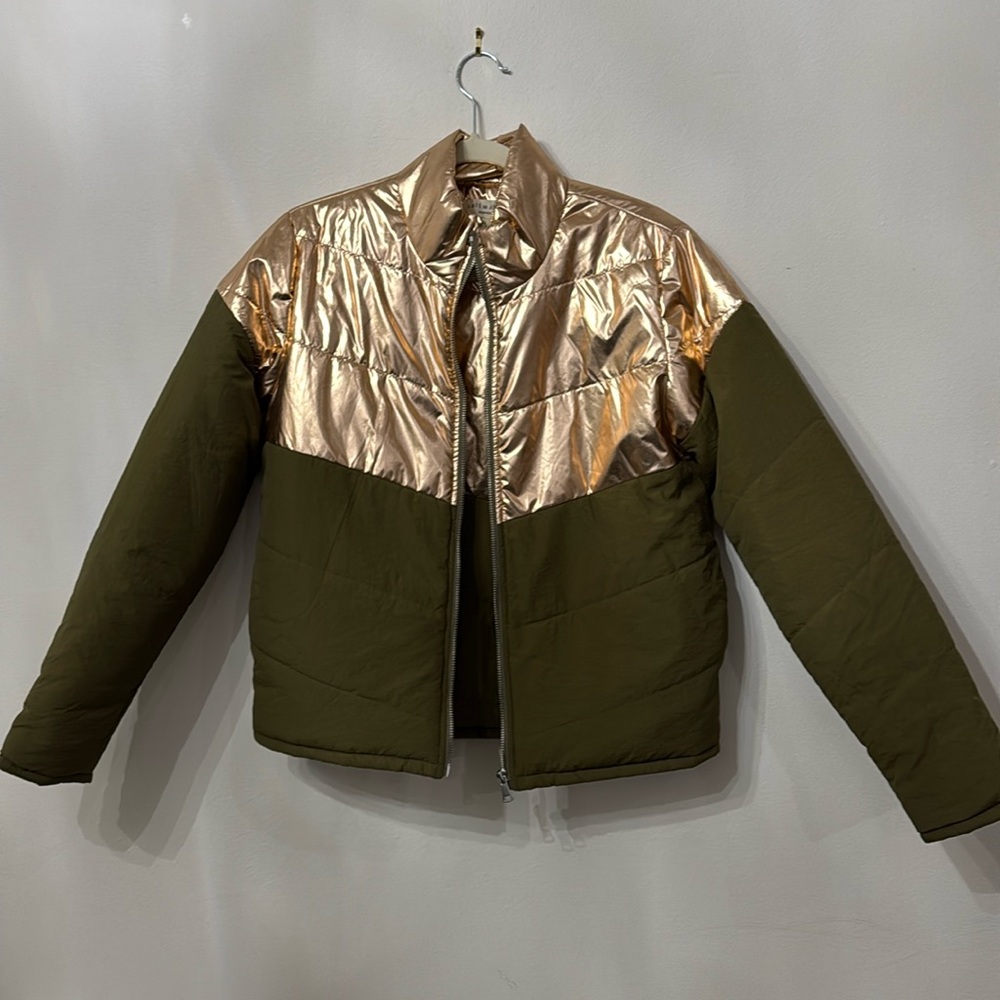 Saltwater Luxe Rose Gold and Olive Green Puffer Jacket